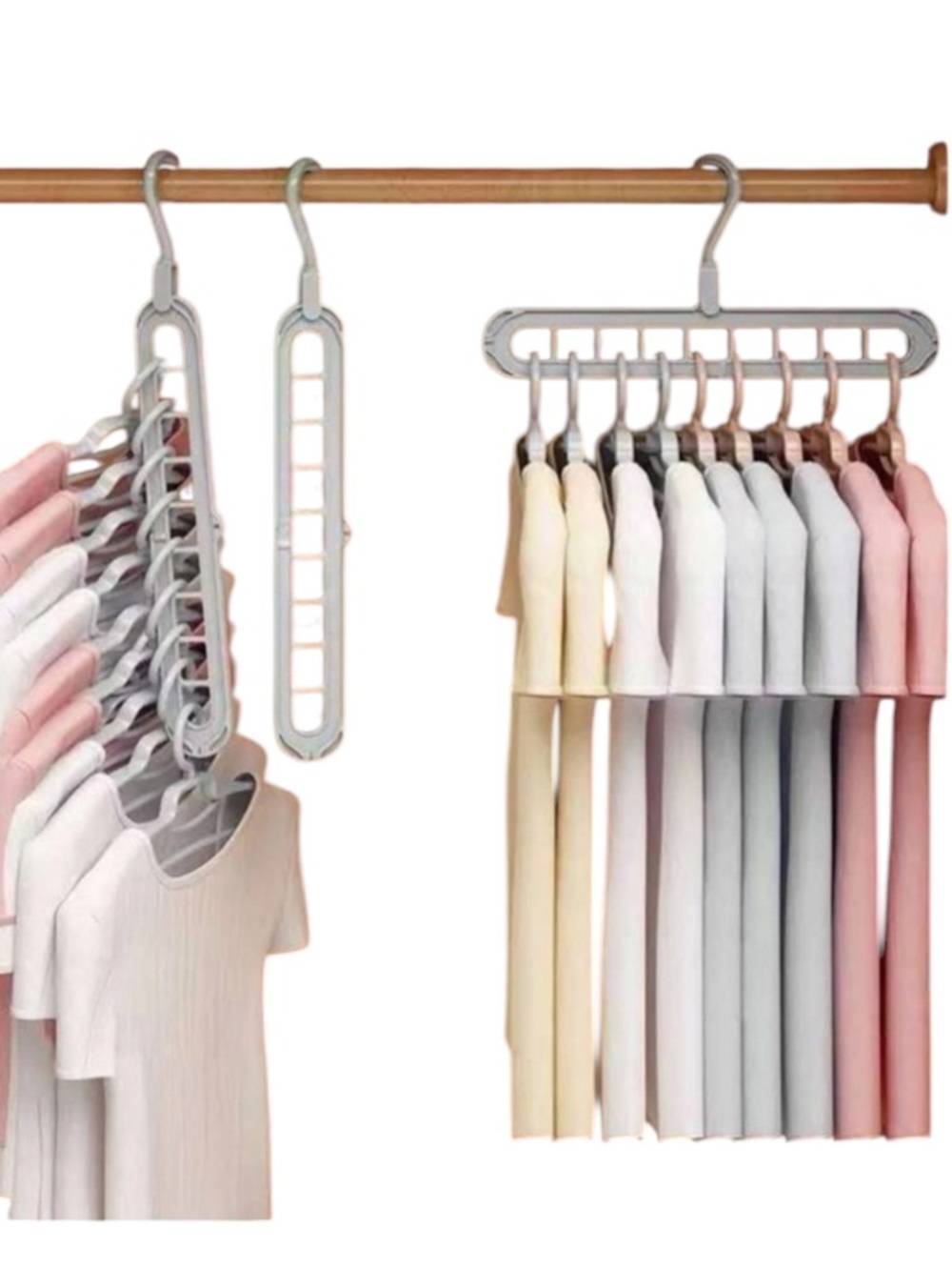 1pc Multifunction Clothes Hanger Storage Rack, 9 Hole Magic Clothes Hang…